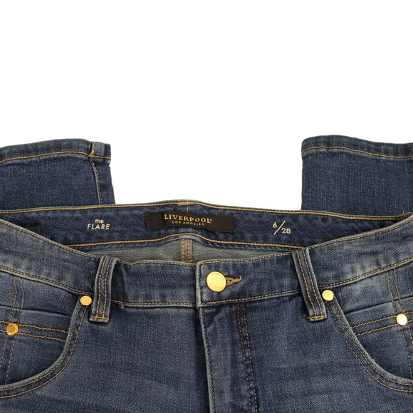 LIVERPOOL LOS ANGELES Women's Kick Flare Cropped Jeans In Millpond Blue Size 6 - Picture 5 of 11